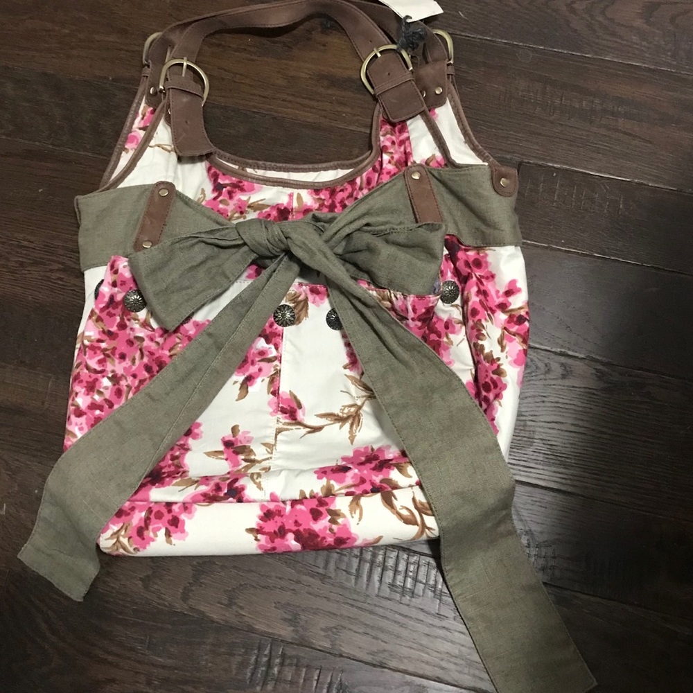 Anthropologie Deux Lux Bag Floral with Bow. Large